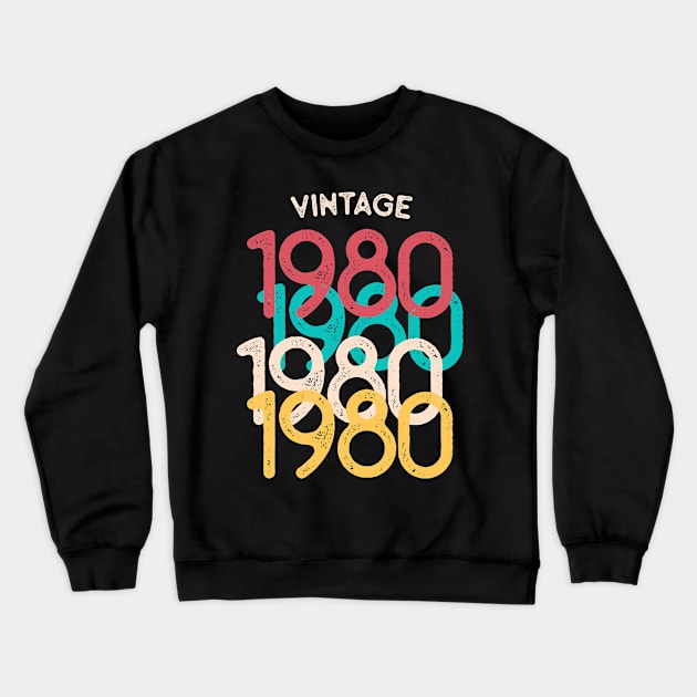 42 Year Old Gift Vintage 1980 42nd Birthday Gift for Women Crewneck Sweatshirt by OldyArt